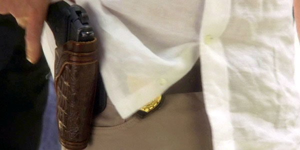 Scott Bakula drawing from the Valkyrie holster on NCIS